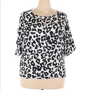 Ann Taylor Loft Cow Print Blouse Boho Tops Size M